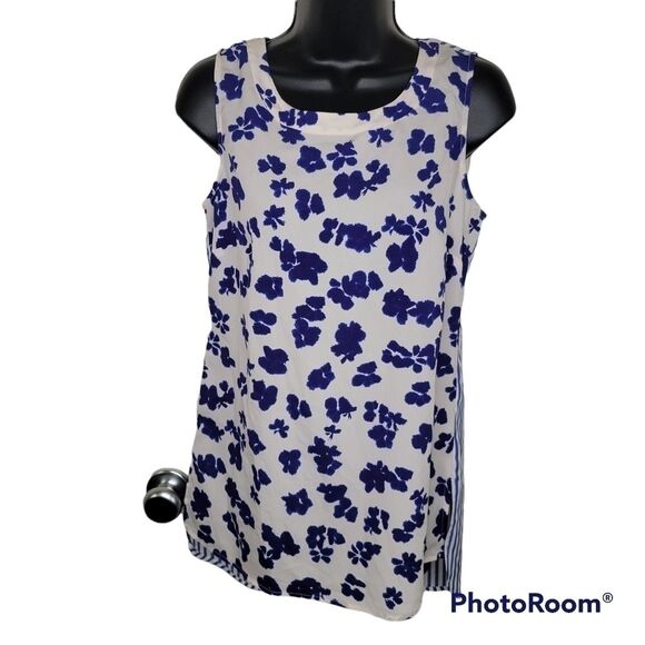 Cabi floral & stripes shirt tail hem tank top cami size xs - Picture 1 of 5